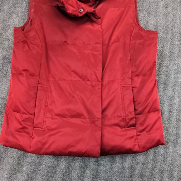 J Jill Down Puffer Vest Womens Size M Red Sleeveless Snap Button - Picture 8 of 13